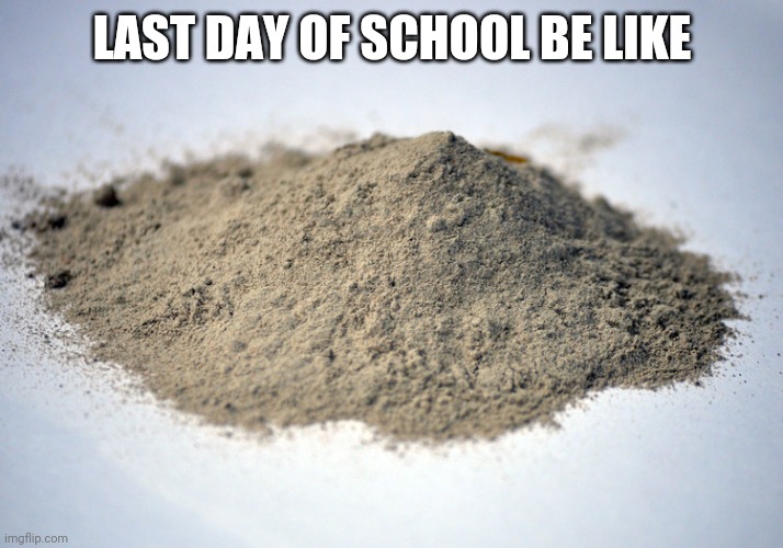 pile of dust | LAST DAY OF SCHOOL BE LIKE | image tagged in pile of dust | made w/ Imgflip meme maker