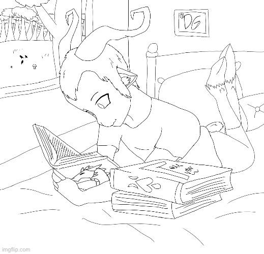 I made a goat boi reading books :D | image tagged in drawing,goat | made w/ Imgflip meme maker