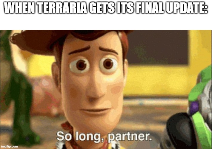 so long partner | WHEN TERRARIA GETS ITS FINAL UPDATE: | image tagged in so long partner | made w/ Imgflip meme maker