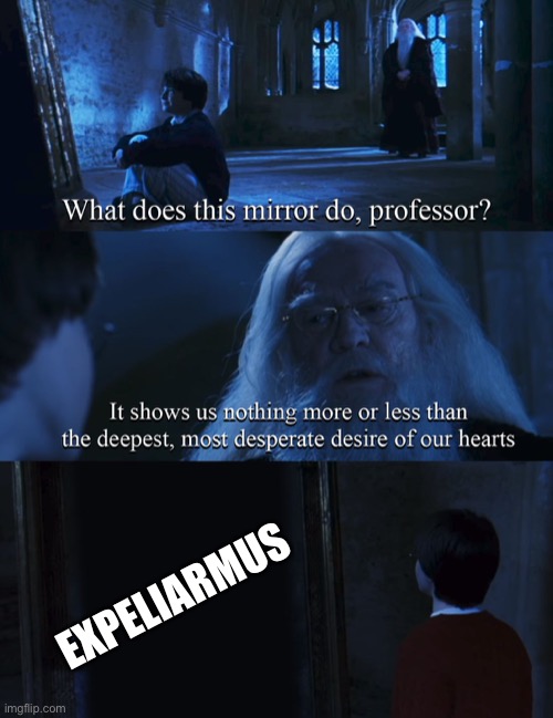 Harry potter mirror | EXPELIARMUS | image tagged in harry potter mirror | made w/ Imgflip meme maker