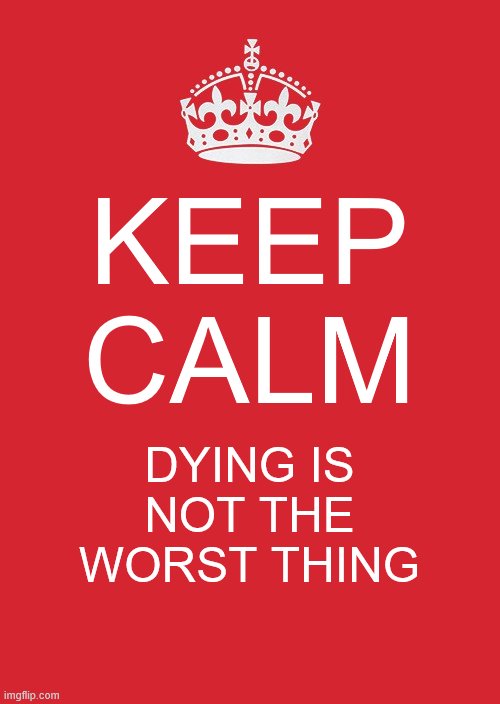me being around stupid people is probably worst | KEEP CALM; DYING IS NOT THE WORST THING | image tagged in memes,keep calm and carry on red | made w/ Imgflip meme maker