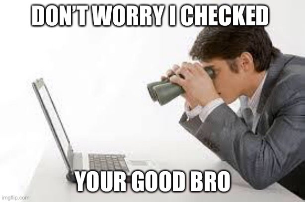 Searching Computer | DON’T WORRY I CHECKED YOUR GOOD BRO | image tagged in searching computer | made w/ Imgflip meme maker