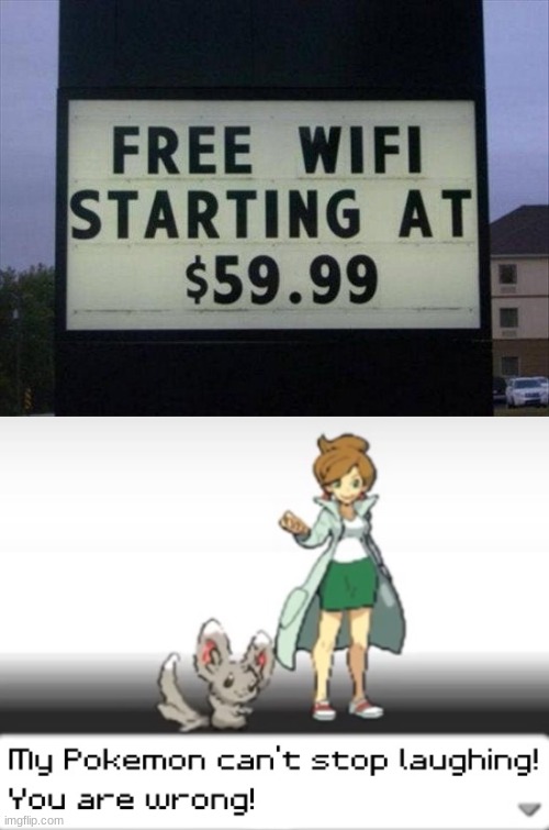 Free Wifi that costs | image tagged in my pokemon can't stop laughing you are wrong | made w/ Imgflip meme maker