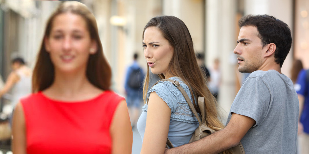 High Quality Distracted Girlfriend (Bisexual) Blank Meme Template