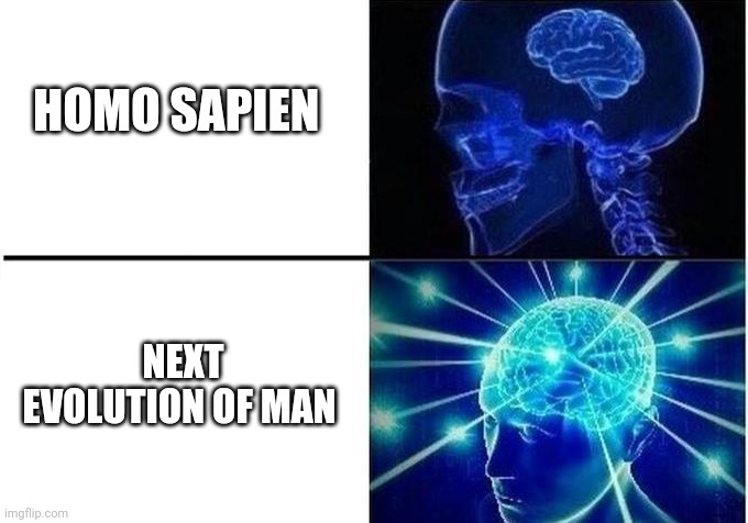 Expanding Brain Two Frames | HOMO SAPIEN NEXT EVOLUTION OF MAN | image tagged in expanding brain two frames | made w/ Imgflip meme maker