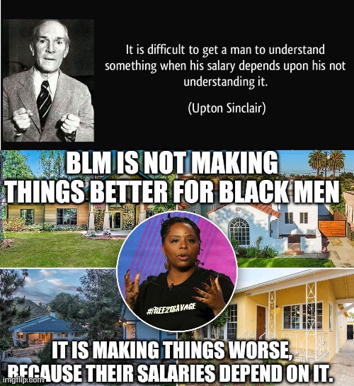 Profits off of dead bodies. | BLM IS NOT MAKING THINGS BETTER FOR BLACK MEN; IT IS MAKING THINGS WORSE, BECAUSE THEIR SALARIES DEPEND ON IT. | image tagged in black lives matter | made w/ Imgflip meme maker