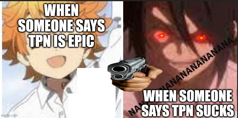Haahahahahah funny!!!! | WHEN SOMEONE SAYS TPN IS EPIC; WHEN SOMEONE SAYS TPN SUCKS | image tagged in ray shoots down suggestion | made w/ Imgflip meme maker