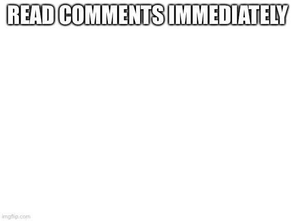 Blank White Template | READ COMMENTS IMMEDIATELY | image tagged in blank white template | made w/ Imgflip meme maker