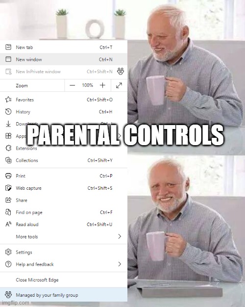 Microsoft Parental Controls | PARENTAL CONTROLS | image tagged in funny memes | made w/ Imgflip meme maker