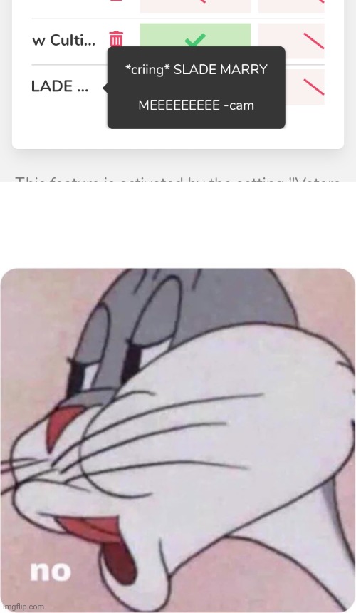 Ik it's a joke but bruh lol | image tagged in bugs bunny no | made w/ Imgflip meme maker