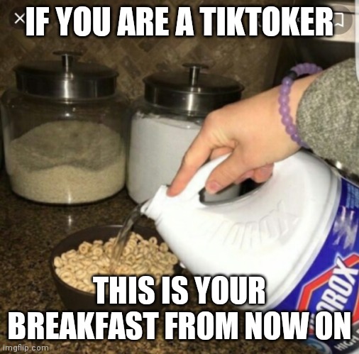 i HaTe TiKtOk ItS fUnKiNg AnNoYiNg | IF YOU ARE A TIKTOKER; THIS IS YOUR BREAKFAST FROM NOW ON | image tagged in bleach cereal | made w/ Imgflip meme maker