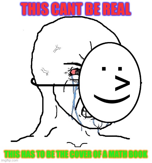 Pretending To Be Happy, Hiding Crying Behind A Mask | THIS CANT BE REAL THIS HAS TO BE THE COVER OF A MATH BOOK | image tagged in pretending to be happy hiding crying behind a mask | made w/ Imgflip meme maker