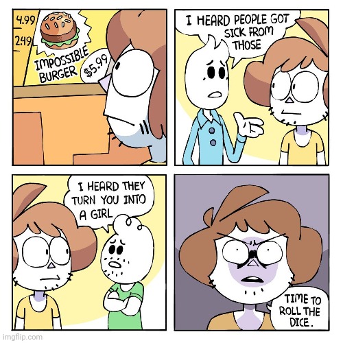 The Impossible Burger comic | image tagged in comics/cartoons,comic,comics,burger,burgers | made w/ Imgflip meme maker