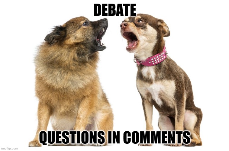 Questions in comments | DEBATE; QUESTIONS IN COMMENTS | made w/ Imgflip meme maker
