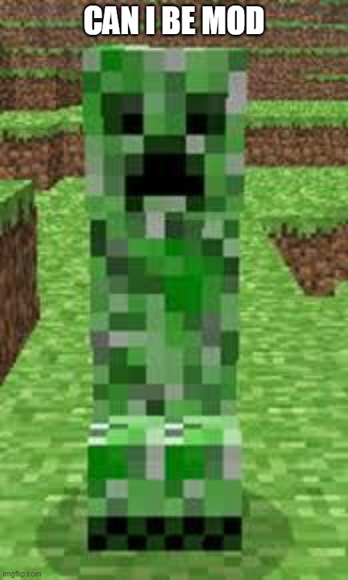 plz? | CAN I BE MOD | image tagged in creeper | made w/ Imgflip meme maker