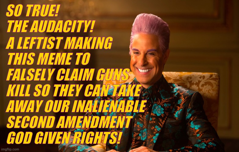 Caesar Fl | SO TRUE! THE AUDACITY! A LEFTIST MAKING THIS MEME TO    FALSELY CLAIM GUNS KILL SO THEY CAN TAKE AWAY OUR INALIENABLE SECOND AMENDMENT GOD G | image tagged in caesar fl | made w/ Imgflip meme maker