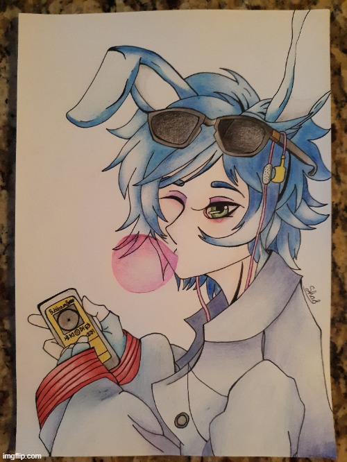 Here's my latest drawing; One of Isabella (he's a guy, he just has a girl name and looks like one due to his parents). | image tagged in drawing,art,bubblegum,music,well he's a guy so | made w/ Imgflip meme maker