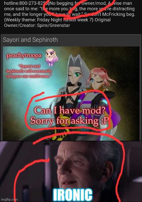 IRONIC | image tagged in palpatine ironic | made w/ Imgflip meme maker