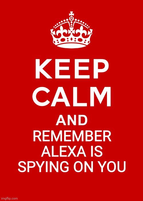 Uh oh... | REMEMBER ALEXA IS SPYING ON YOU | image tagged in keep calm base,alexa,funny,dark humor | made w/ Imgflip meme maker