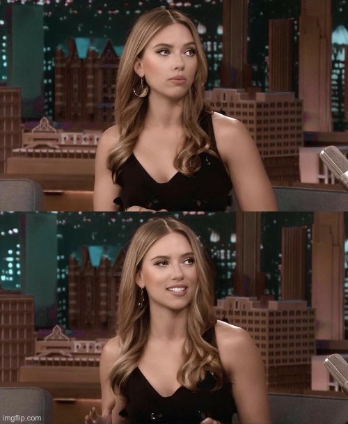 Scarlett Johansson Oh no anyway uncaptioned Blank Meme Template