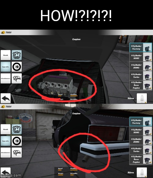 There are no headers, but theres exhaust at the back of the car | HOW!?!?!?! | made w/ Imgflip meme maker