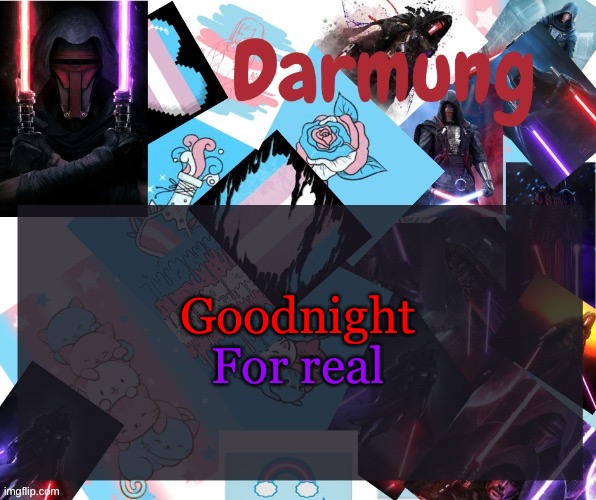 Darmug's announcement template | Goodnight; For real | image tagged in darmug's announcement template | made w/ Imgflip meme maker