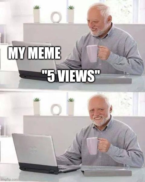 Hide the Pain Harold Meme | MY MEME; "5 VIEWS" | image tagged in memes,hide the pain harold | made w/ Imgflip meme maker