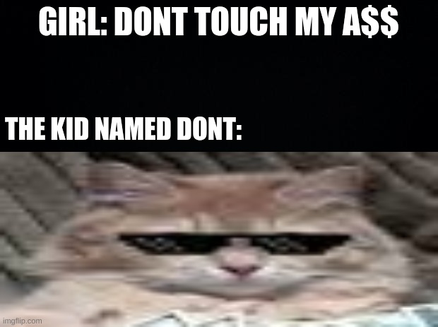 kill me | GIRL: DONT TOUCH MY A$$; THE KID NAMED DONT: | image tagged in plz dont report me | made w/ Imgflip meme maker