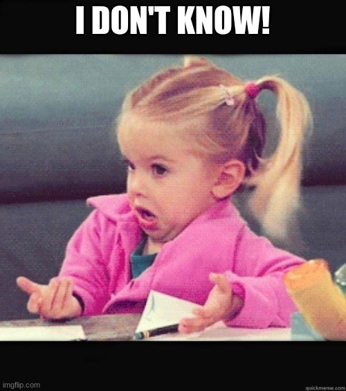I dont know girl | I DON'T KNOW! | image tagged in i dont know girl | made w/ Imgflip meme maker