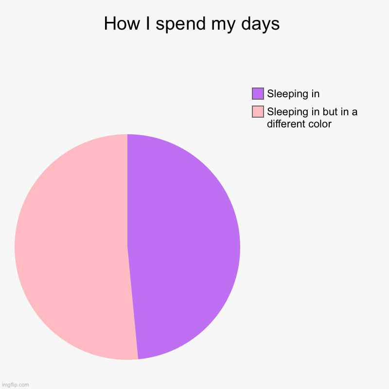 My daily schedule | How I spend my days | Sleeping in but in a different color, Sleeping in | image tagged in charts,pie charts | made w/ Imgflip chart maker