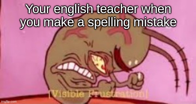 english | Your english teacher when you make a spelling mistake | image tagged in visible frustration | made w/ Imgflip meme maker
