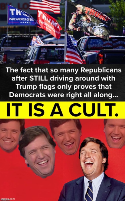 Hahaha Libtards Really Think This Is A Cult We Just Like The Guy And He’s Popular Triggered