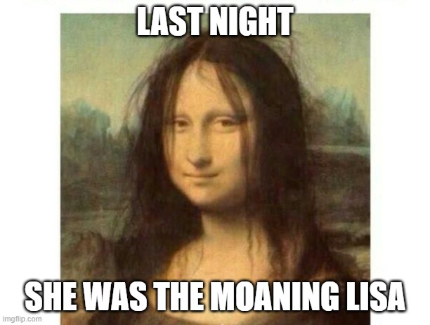 moaning lisa | LAST NIGHT; SHE WAS THE MOANING LISA | image tagged in hard night | made w/ Imgflip meme maker