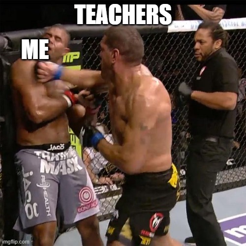 UFC punch | ME; TEACHERS | image tagged in ufc punch | made w/ Imgflip meme maker