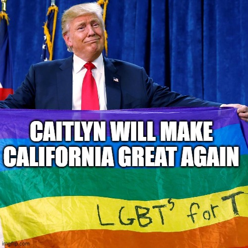Make California Great Again | CAITLYN WILL MAKE CALIFORNIA GREAT AGAIN | image tagged in donald trump approves,lgbt,caitlyn jenner | made w/ Imgflip meme maker
