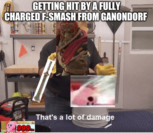 ThAT'S AlOt oF DamAgE | GETTING HIT BY A FULLY CHARGED F-SMASH FROM GANONDORF | image tagged in thats alot of damage | made w/ Imgflip meme maker