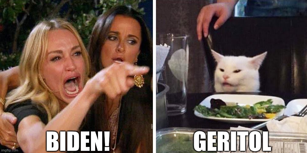 Biden | BIDEN! GERITOL | image tagged in smudge the cat | made w/ Imgflip meme maker