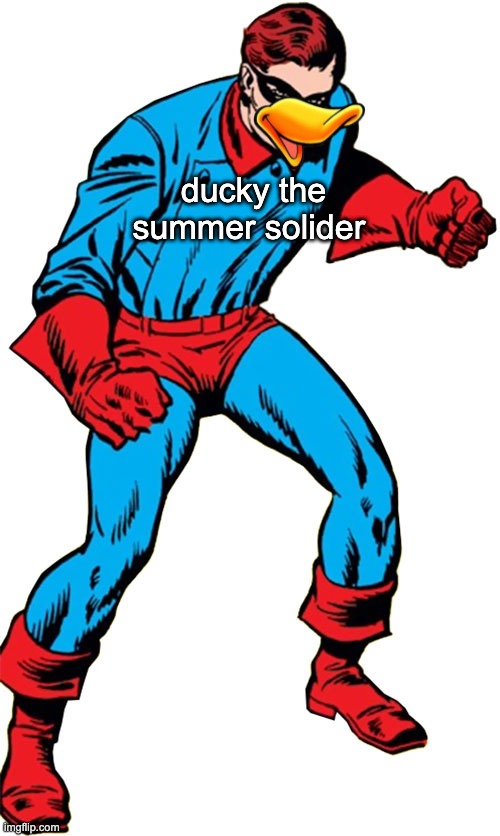 ducky the summer soilder | image tagged in duck,america,captain america | made w/ Imgflip meme maker