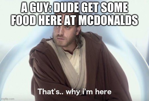 loaaaaaaaaaaaaaaaaaaaaaaaaalllllllllllllllllllllllllll | A GUY: DUDE GET SOME FOOD HERE AT MCDONALDS | image tagged in that s why i m here,lolz | made w/ Imgflip meme maker