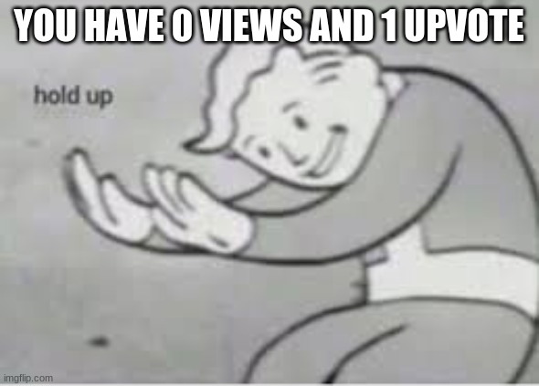 Hol up | YOU HAVE 0 VIEWS AND 1 UPVOTE | image tagged in hol up | made w/ Imgflip meme maker