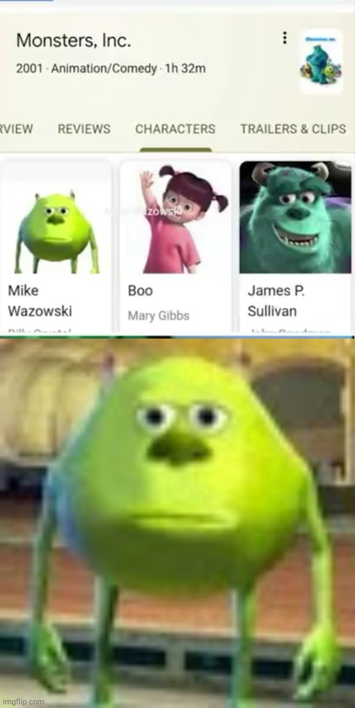 in case you didn't know that image is a face swap image that became a popular meme template | image tagged in sully wazowski,google search,monsters inc | made w/ Imgflip meme maker