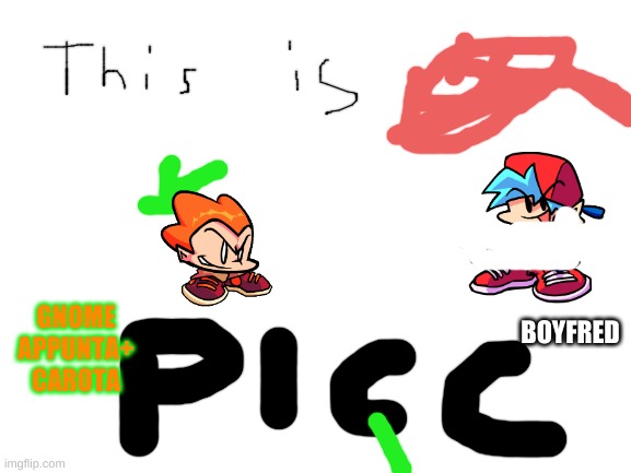 picc + bofred | GNOME APPUNTA+ CAROTA; BOYFRED | image tagged in blank white template | made w/ Imgflip meme maker