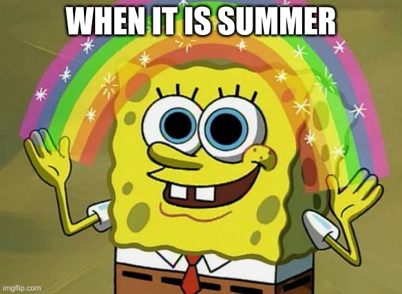 True Summer | WHEN IT IS SUMMER | image tagged in memes,imagination spongebob | made w/ Imgflip meme maker