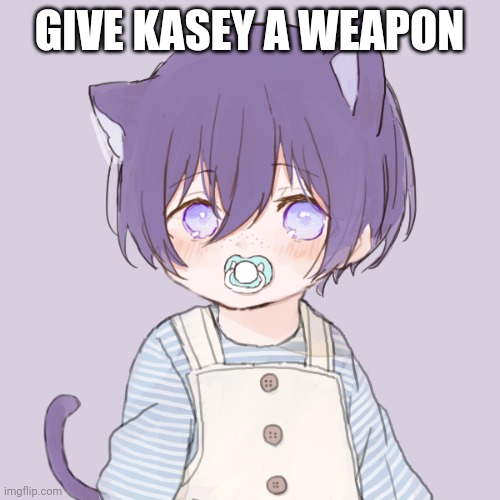 Kasey | GIVE KASEY A WEAPON | image tagged in kasey | made w/ Imgflip meme maker