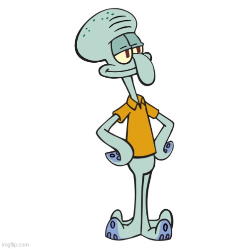 I love this render of squidward that i made it into a transparent temp, link in comments | image tagged in squidward | made w/ Imgflip meme maker