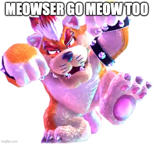 Meowser | MEOWSER GO MEOW TOO | image tagged in meowser | made w/ Imgflip meme maker