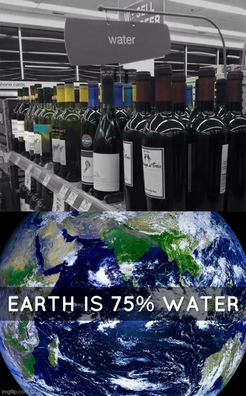 Earth is 75% water | image tagged in earth is 75 percent water,water | made w/ Imgflip meme maker