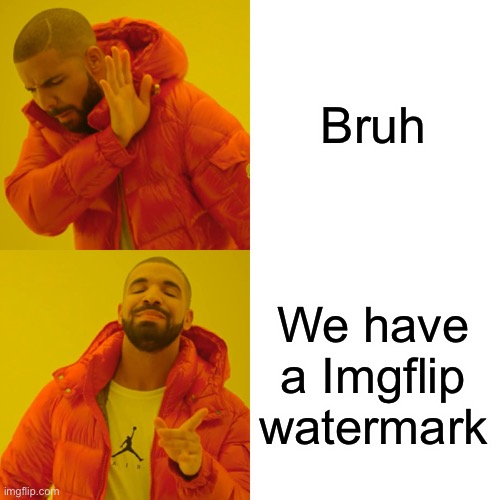 Drake Hotline Bling Meme | Bruh We have a Imgflip watermark | image tagged in memes,drake hotline bling | made w/ Imgflip meme maker