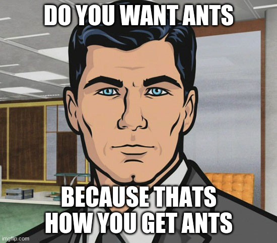 You Want Ants? | DO YOU WANT ANTS; BECAUSE THATS HOW YOU GET ANTS | image tagged in you want ants | made w/ Imgflip meme maker