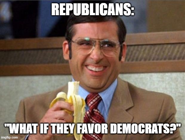 brick tamland | REPUBLICANS: "WHAT IF THEY FAVOR DEMOCRATS?" | image tagged in brick tamland | made w/ Imgflip meme maker